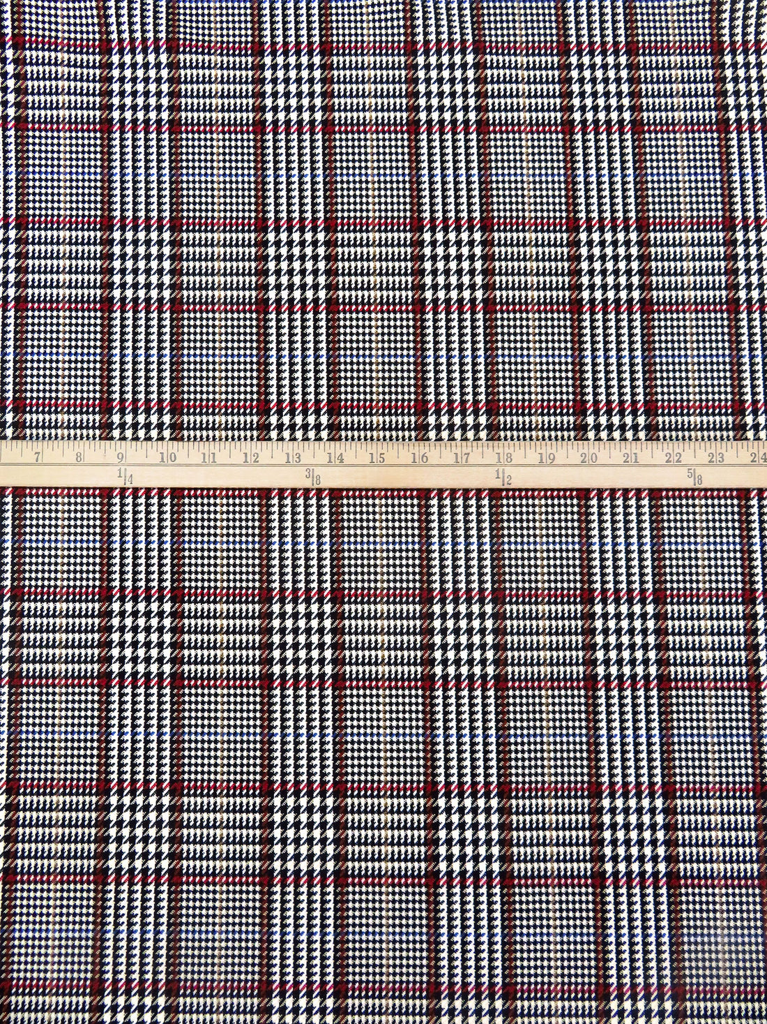 Black/Cornflower/Cream/Multi Wool/Polyester/Lycra Novelty Plaid Weave Stretch Suiting - NY Designer - 56W