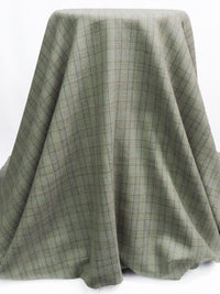 Muted Celery Green/Steel Green/Olive Brown/Multi Wool/Silk Plaid Suiting 60W