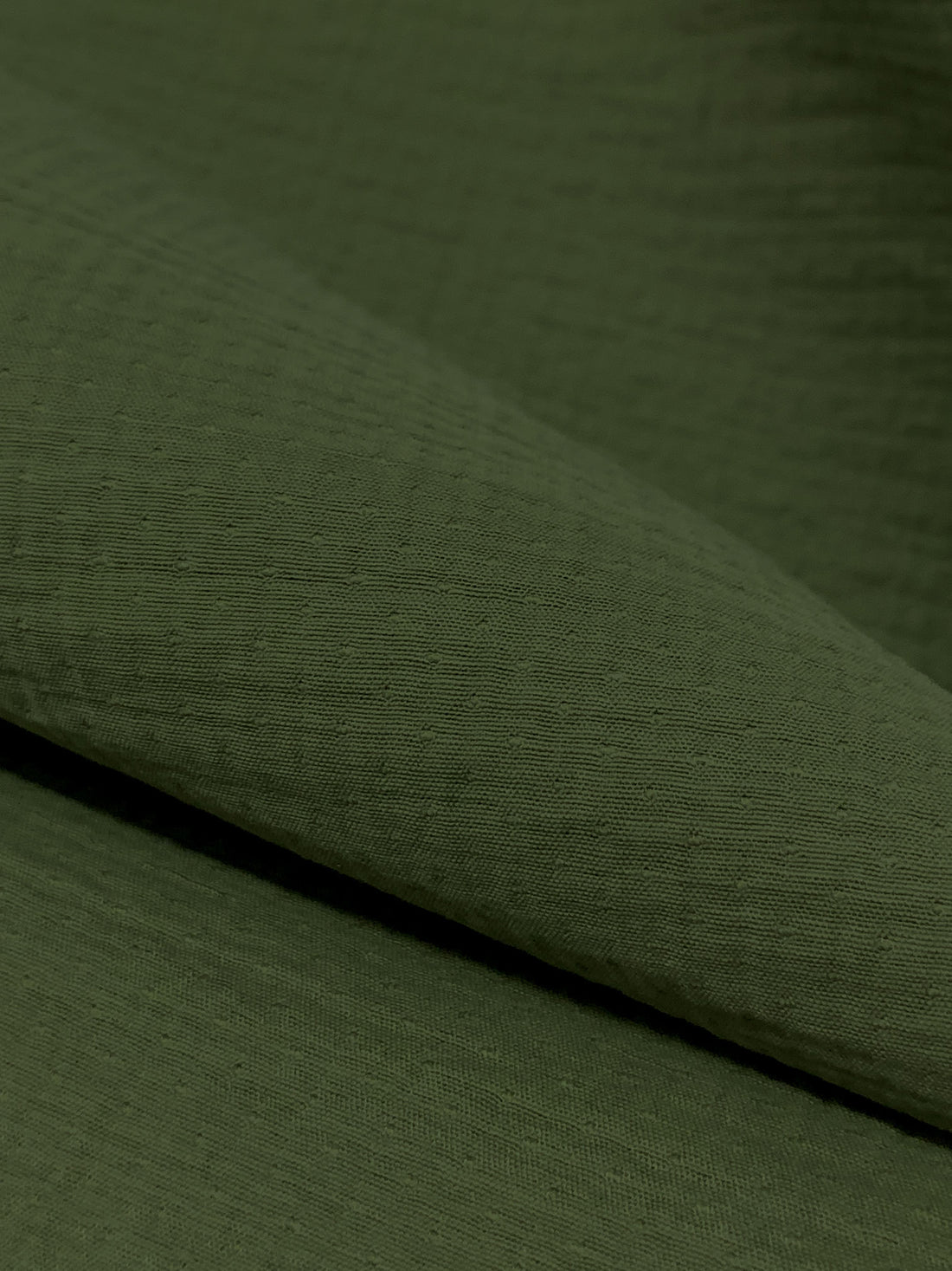Rifle Green 100% Cotton Micro Pindot Weave Crinkle Double Cloth Woven 54W