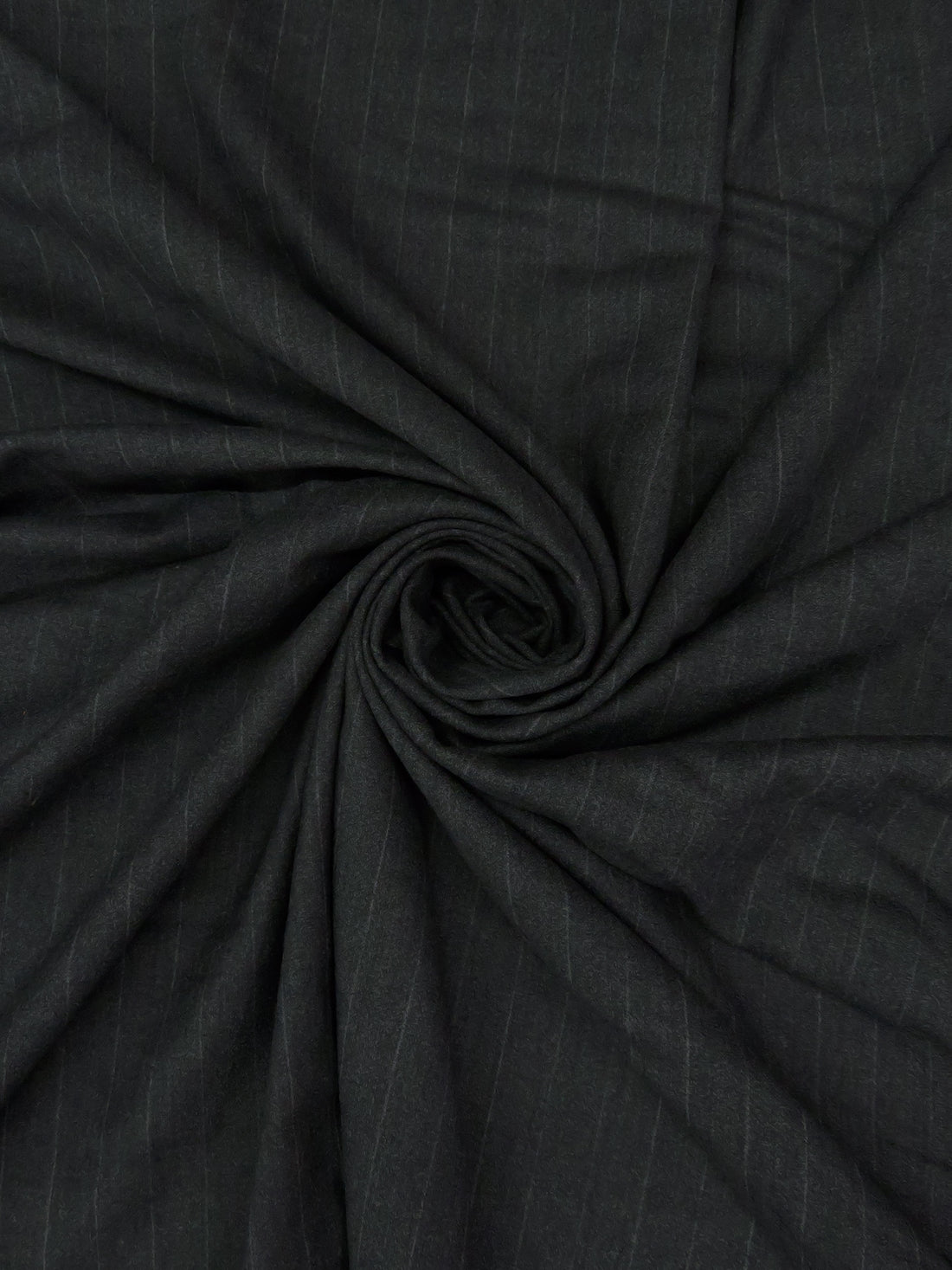 Dark Gunmetal Blue/Light Gray 100% Worsted Wool Vertical Stripe Heathered Crepe Suiting 60W