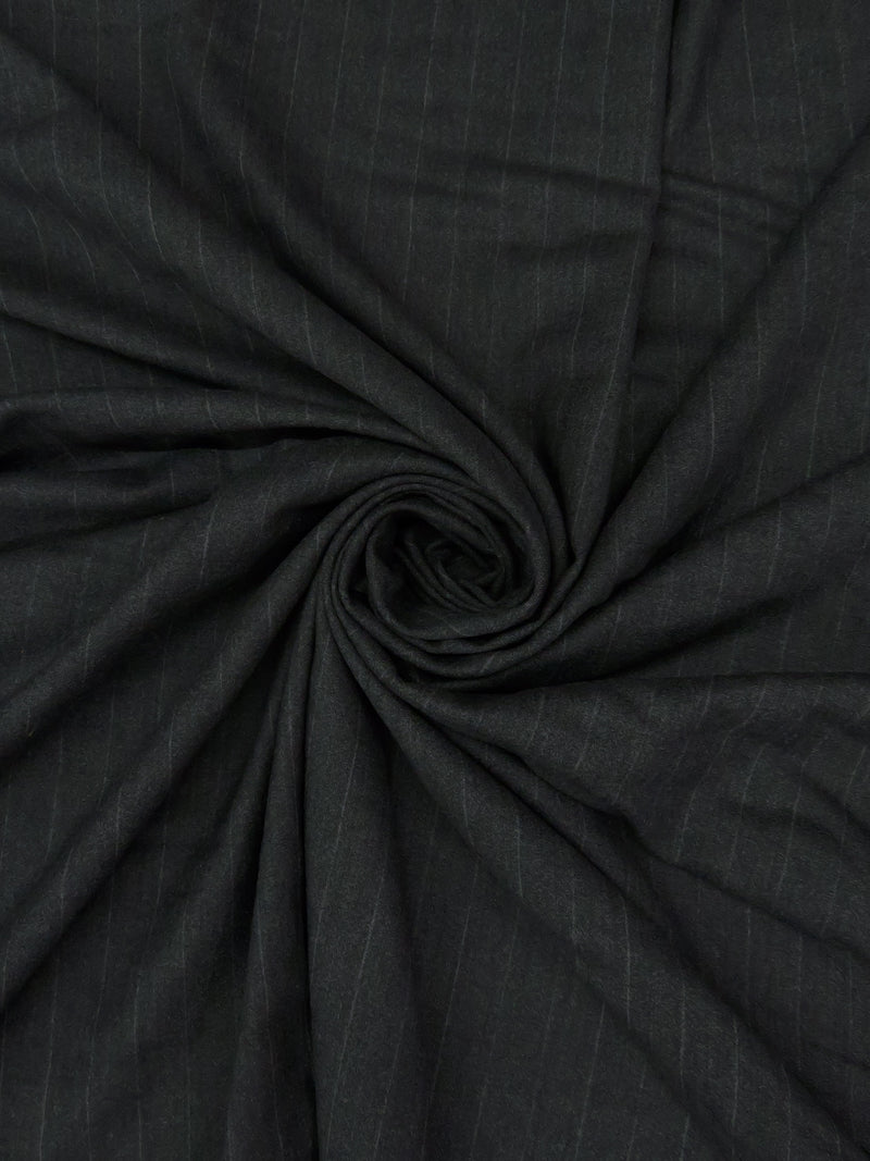 Dark Gunmetal Blue/Light Gray 100% Worsted Wool Vertical Stripe Heathered Crepe Suiting 60W