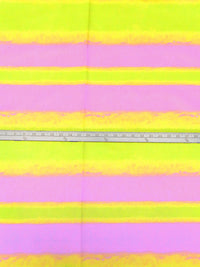 Lemon/Pear/Pastel Magenta Silk/Cotton Abstract Horizontal Stripe Print Faille 59W