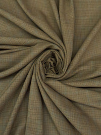 Gold Fusion Brown/Willow Brown/Cream/Multi Worsted Wool/Nylon Windowpane Weave Crepe Suiting - Made In USA - 60W