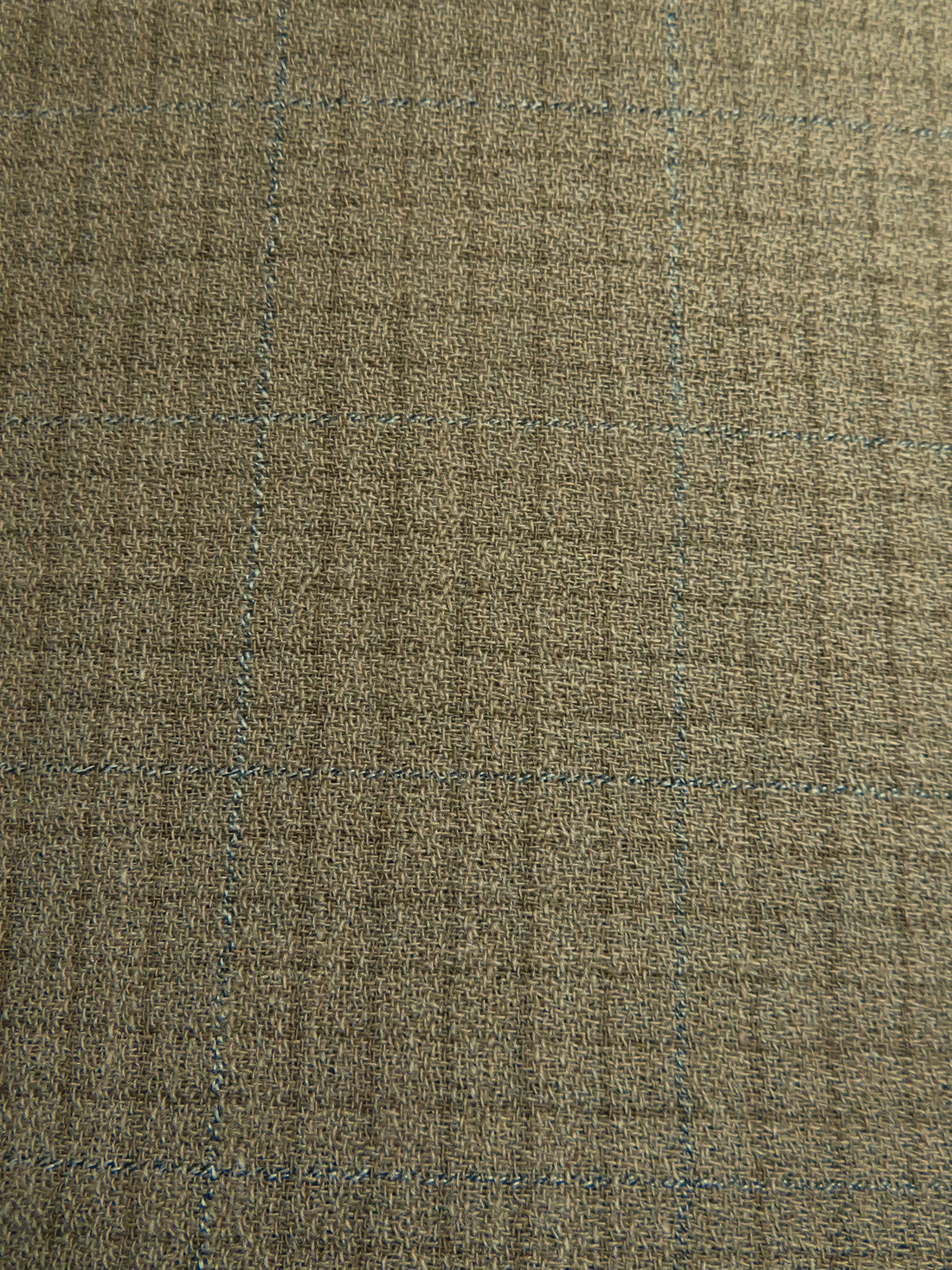 Gold Fusion Brown/Willow Brown/Cream/Multi Worsted Wool/Nylon Windowpane Weave Crepe Suiting - Made In USA - 60W