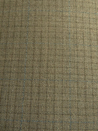 Gold Fusion Brown/Willow Brown/Cream/Multi Worsted Wool/Nylon Windowpane Weave Crepe Suiting - Made In USA - 60W