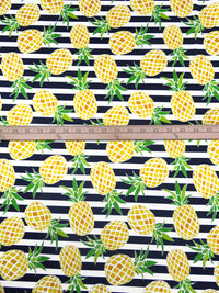Golden Corn/White/Kelly Green/Multi Nylon/Lycra Pineapple On Horizontal Stripe Print Activewear Knit 58W