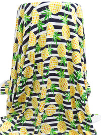 Golden Corn/White/Kelly Green/Multi Nylon/Lycra Pineapple On Horizontal Stripe Print Activewear Knit 58W