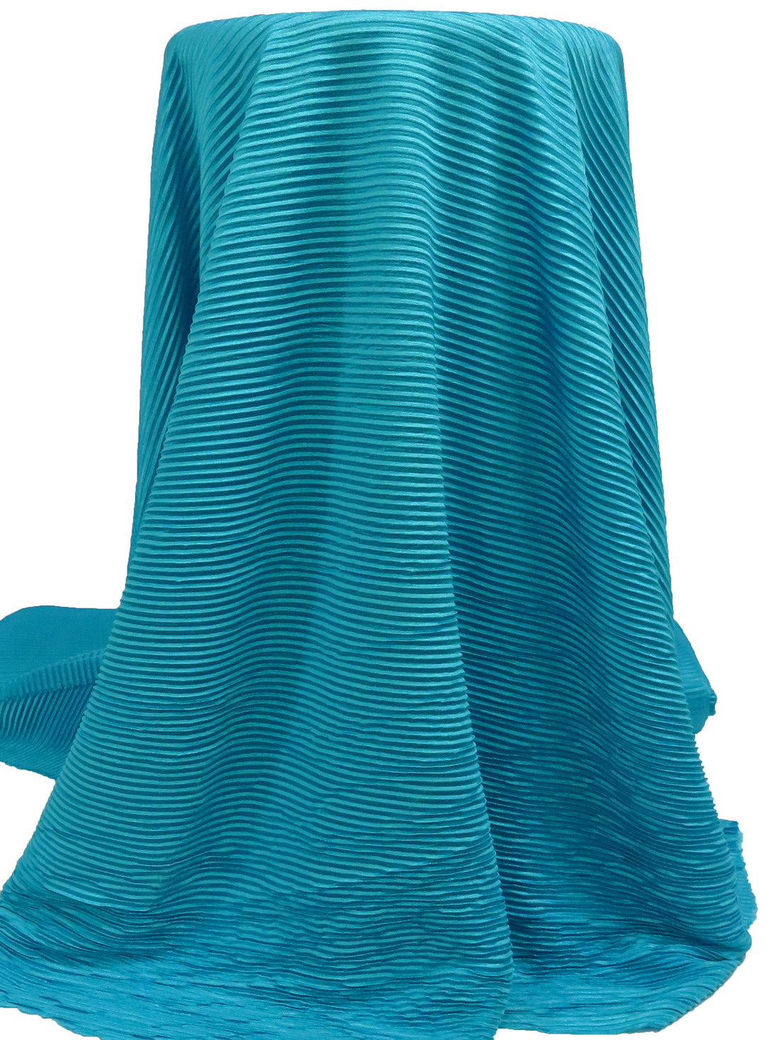 Dark Caribbean Blue Polyester/Lycra Pleated Knit - NY Designer - 56W