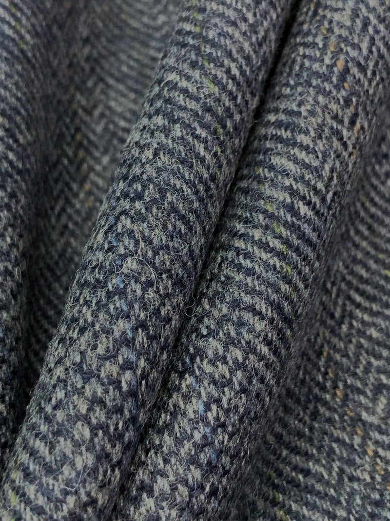 Navy/Brown/Gray 100% Wool Novelty Herringbone Flannel Suiting 58W