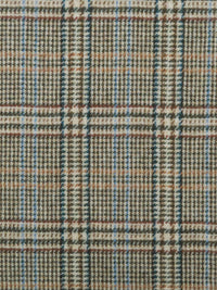 Oatmeal/Forest Green/Brick Red/Multi 100% Wool Glen Plaid Shetland Suiting/Coating - NY Designer - 58W