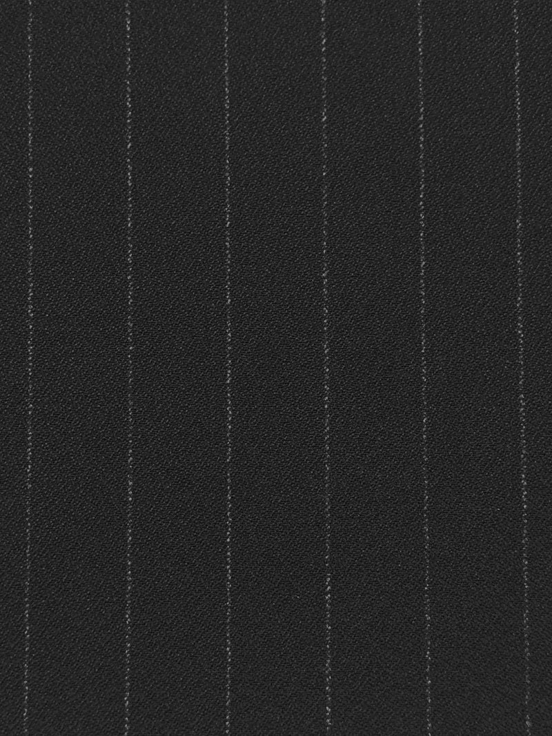 Black/Gray Wool/Polyester Vertical Stripe Crepe Suiting 60W
