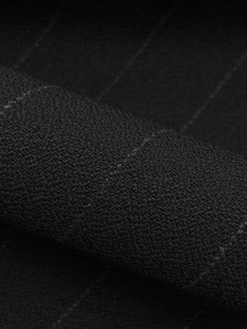 Black/Gray Wool/Polyester Vertical Stripe Crepe Suiting 60W