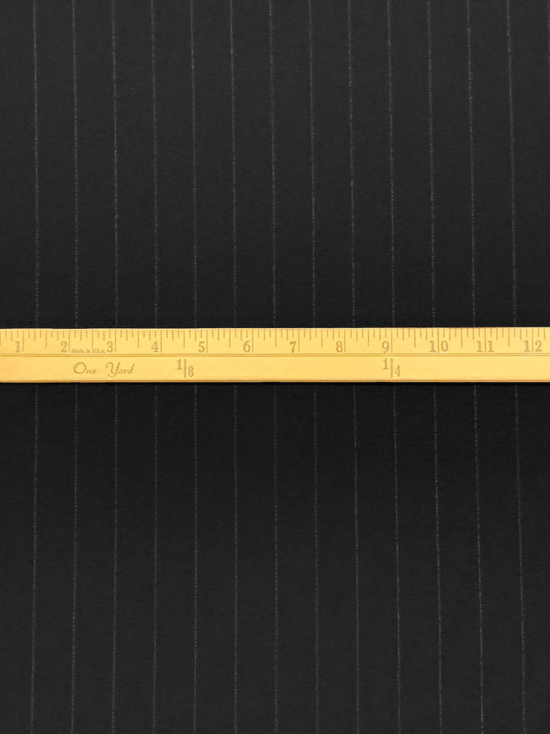 Black/Gray Wool/Polyester Vertical Stripe Crepe Suiting 60W