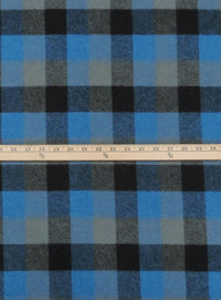 Lapis Blue/Iron Gray/Black 100% Wool Plaid Shetland Suiting/Coating - Imported From England - 58W