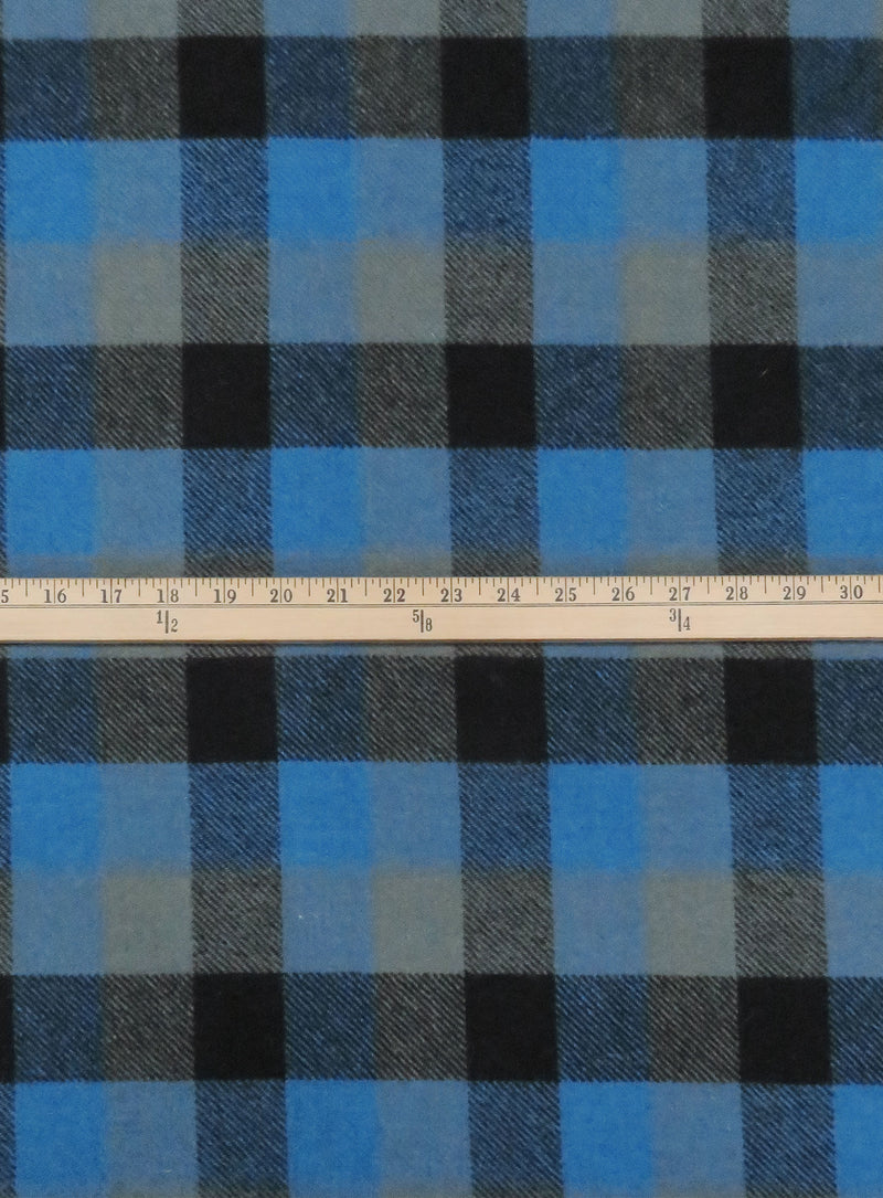 Lapis Blue/Iron Gray/Black 100% Wool Plaid Shetland Suiting/Coating - Imported From England - 58W