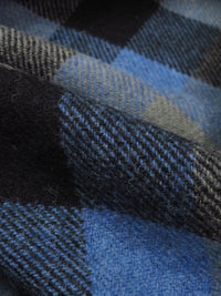 Lapis Blue/Iron Gray/Black 100% Wool Plaid Shetland Suiting/Coating - Imported From England - 58W