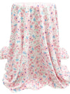 White/Baby Pink/Cobalt Blue 100% Cotton Floral Print Jersey Knit - NY Designer - 62W