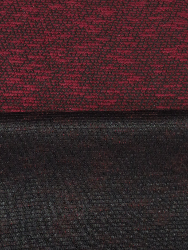 Claret Red/Black Polyester/Cotton Sweater Knit - 54W