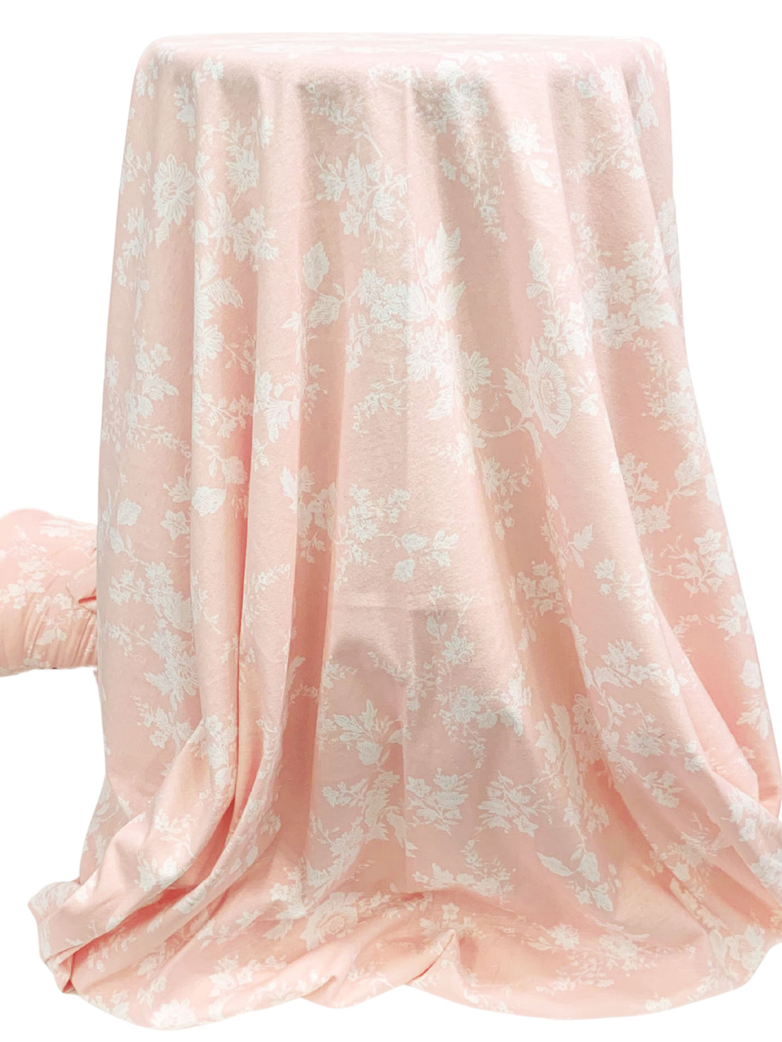 Champagne Pink/White 100% Cotton Floral Print Jersey Knit - NY Designer - 62W