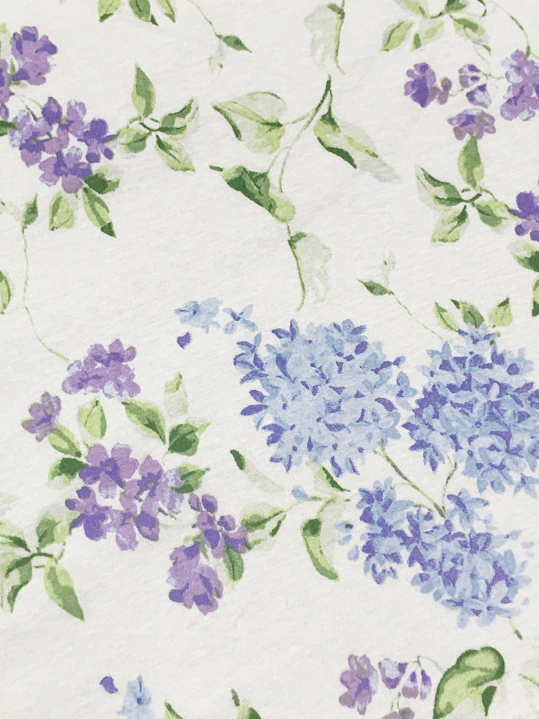 Mystic Orchid/Light Periwinkle/White/Green/Multi 100% Cotton Floral Print Jersey Knit - NY Designer - 60W