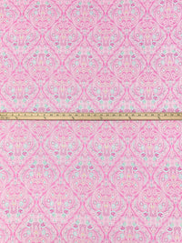 Orchid Pink/White/Turquoise/Multi Rayon/Lycra Ornate Paisley Medallion Print Jersey Knit - NY Designer - 62W