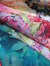 Taffy Pink/Emerald/Butter Yellow/Multi 100% Rayon Dreamy Floral Print Challis 56W