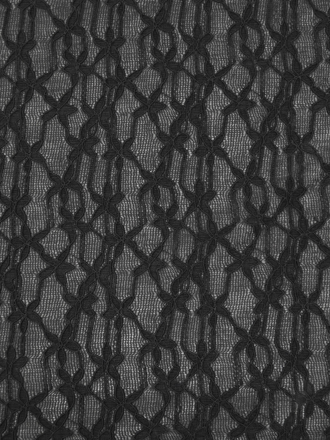 Black Nylon/Lycra Small Floral Weave Stretch Lace - NY Designer - 48W