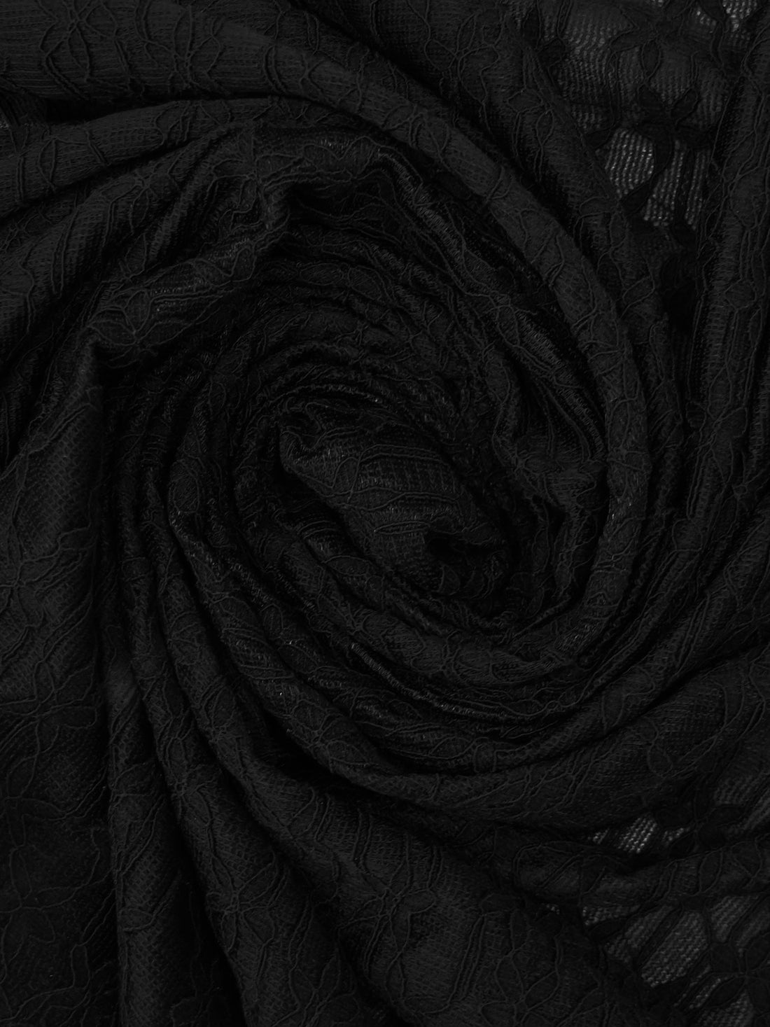 Black Nylon/Lycra Small Floral Weave Stretch Lace - NY Designer - 48W