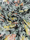 Black/Sage/Sun Yellow/Multi 100% Polyester Tropical Floral Print Clipped Dot Chiffon 58W