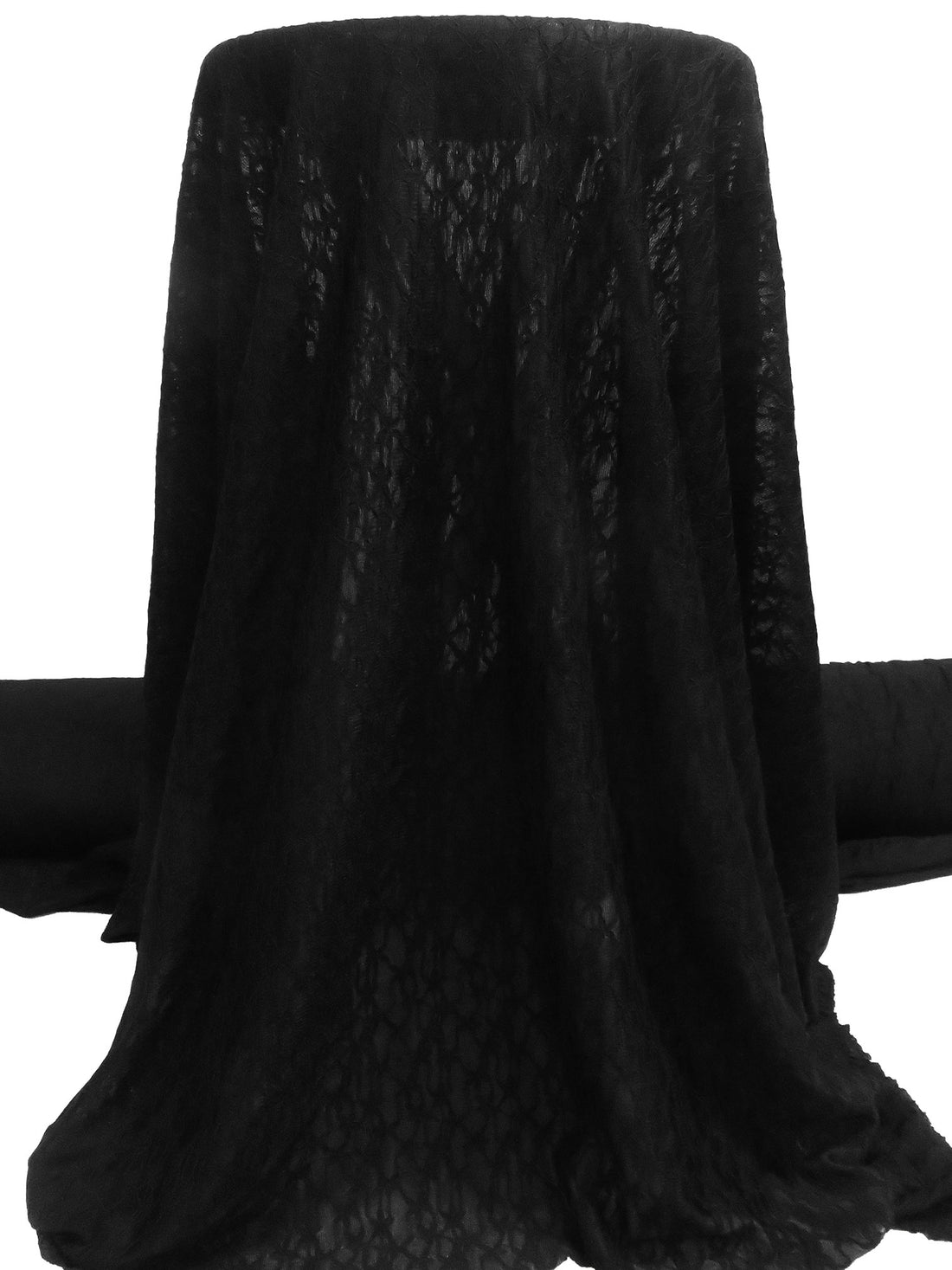 Black Nylon/Lycra Small Floral Weave Stretch Lace - NY Designer - 48W