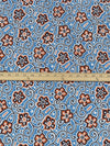 Bright Cerulean/Navy/Cinnamon Brown/White Rayon/Lycra Floral Scrolls Print Stretch Challis 46W