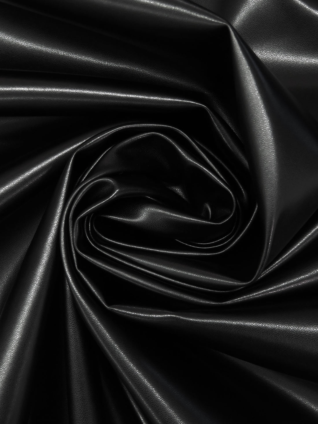 Ink Black Polyurethane/Lycra Stretch Faux Leather - NY Designer - 54W