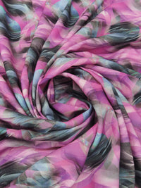 Magenta/Iron Gray/Seafoam/Multi 100% Rayon Abstract Print Challis 56W