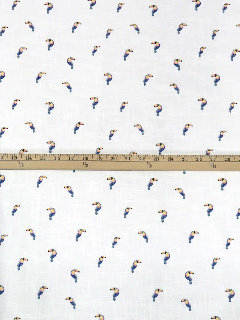 White/Steel Blue/Lemon/Multi 100% Cotton Toucan Print Lawn 54W