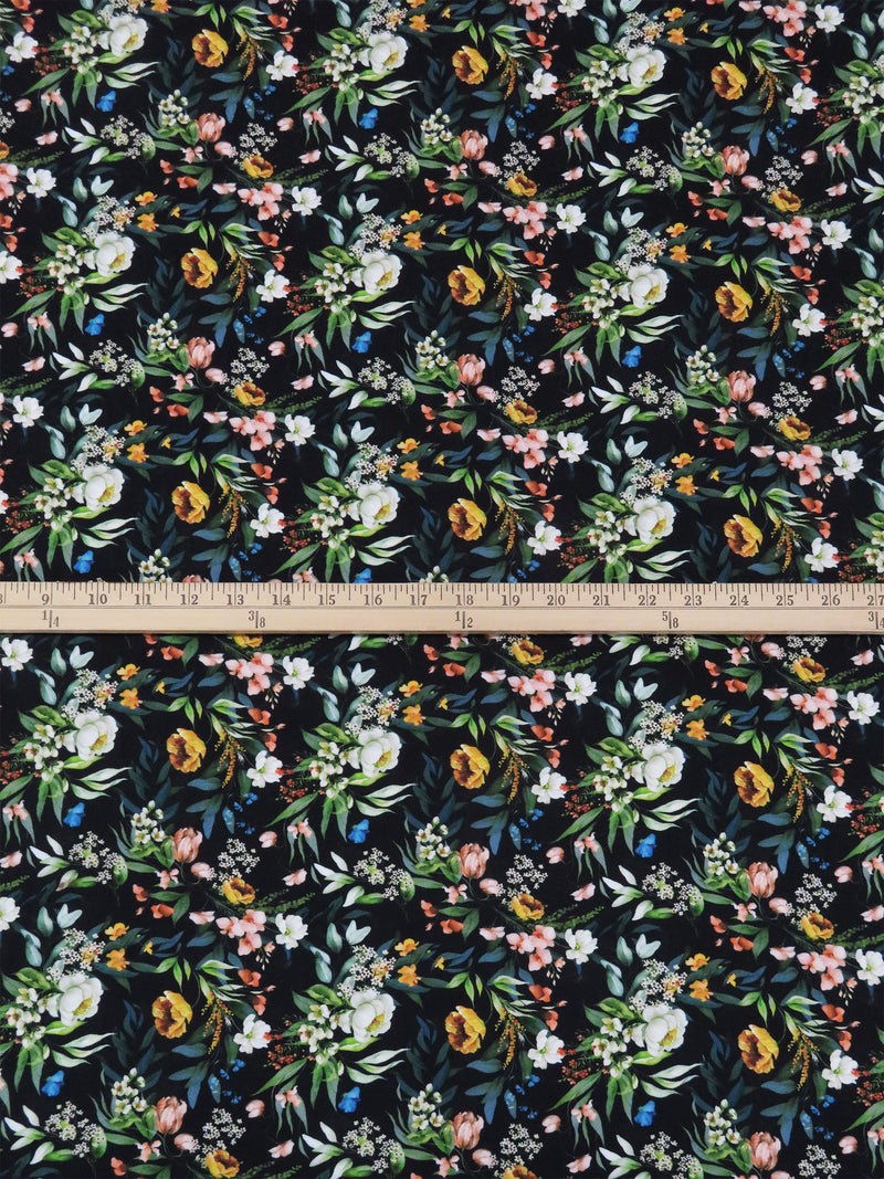 Black/Spring Green/Tuscan Sun/Multi 100% Rayon Floral Print Challis 58W