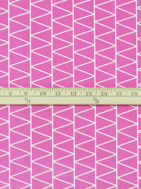 Hot Bubblegum/White 100% Cotton Vertical Triangle Stripe Print Poplin Shirting 58W