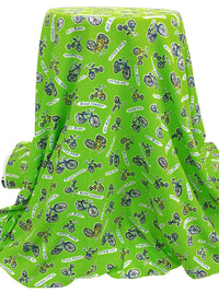 Bright Lime/Teal Blue/White Cotton/Lycra Bicycle Print Jersey Knit 59W