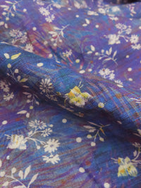 Amethyst/Ocean Blue/Dark Vanilla/Multi Linen/Tencel Watercolor Floral Print Shirt Weight Woven 58W