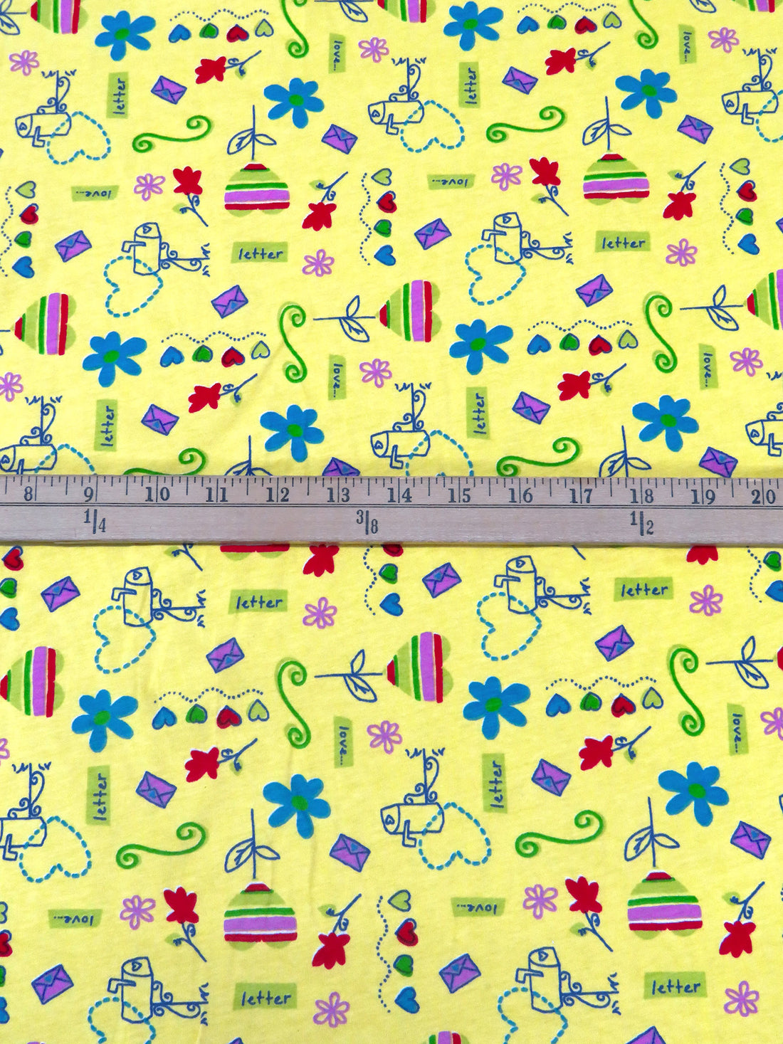 Dark Navy/Maize/Kelly Green/Multi Cotton/Lycra Love Letter Print Jersey Knit 60W