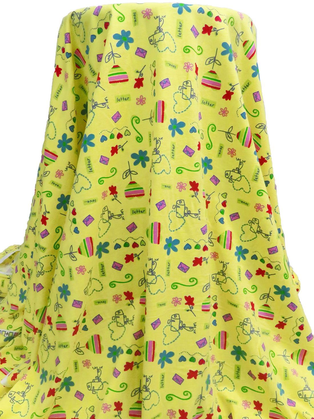 Dark Navy/Maize/Kelly Green/Multi Cotton/Lycra Love Letter Print Jersey Knit 60W
