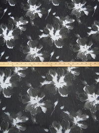 White/Black/Dim Gray Nylon/Lycra Floral Print Mesh Knit - NY Designer - 58W