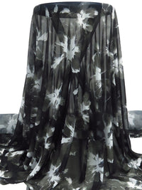 White/Black/Dim Gray Nylon/Lycra Floral Print Mesh Knit - NY Designer - 58W
