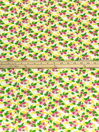 Alabaster/Forest Green/Yellow/Multi Rayon/Cotton/Lycra Floral Print Rib Knit 50W