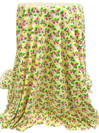 Alabaster/Forest Green/Yellow/Multi Rayon/Cotton/Lycra Floral Print Rib Knit 50W