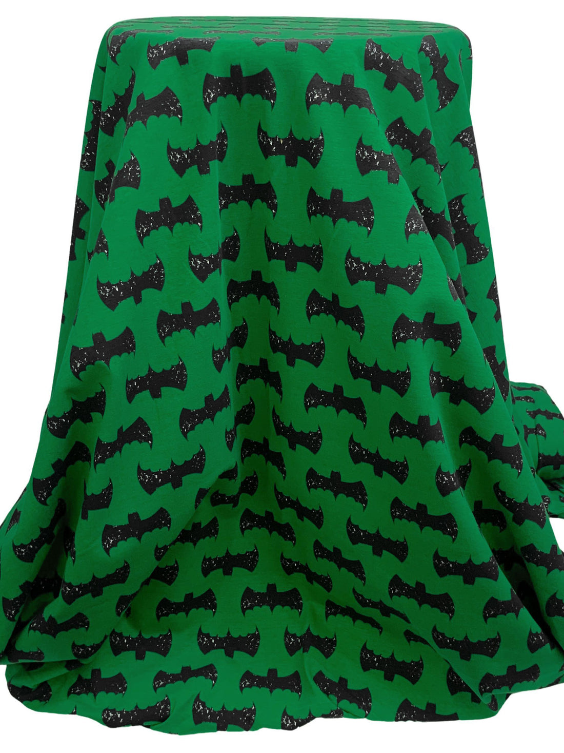 Dark Spring Green/Black Cotton/Lycra Bat Symbol Print Jersey Knit 59W