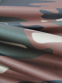 Desert Sand/Chocolate Brown/Black/Hunter Green Polyester/Lycra Camouflage Print Laminated DTY Knit 58W