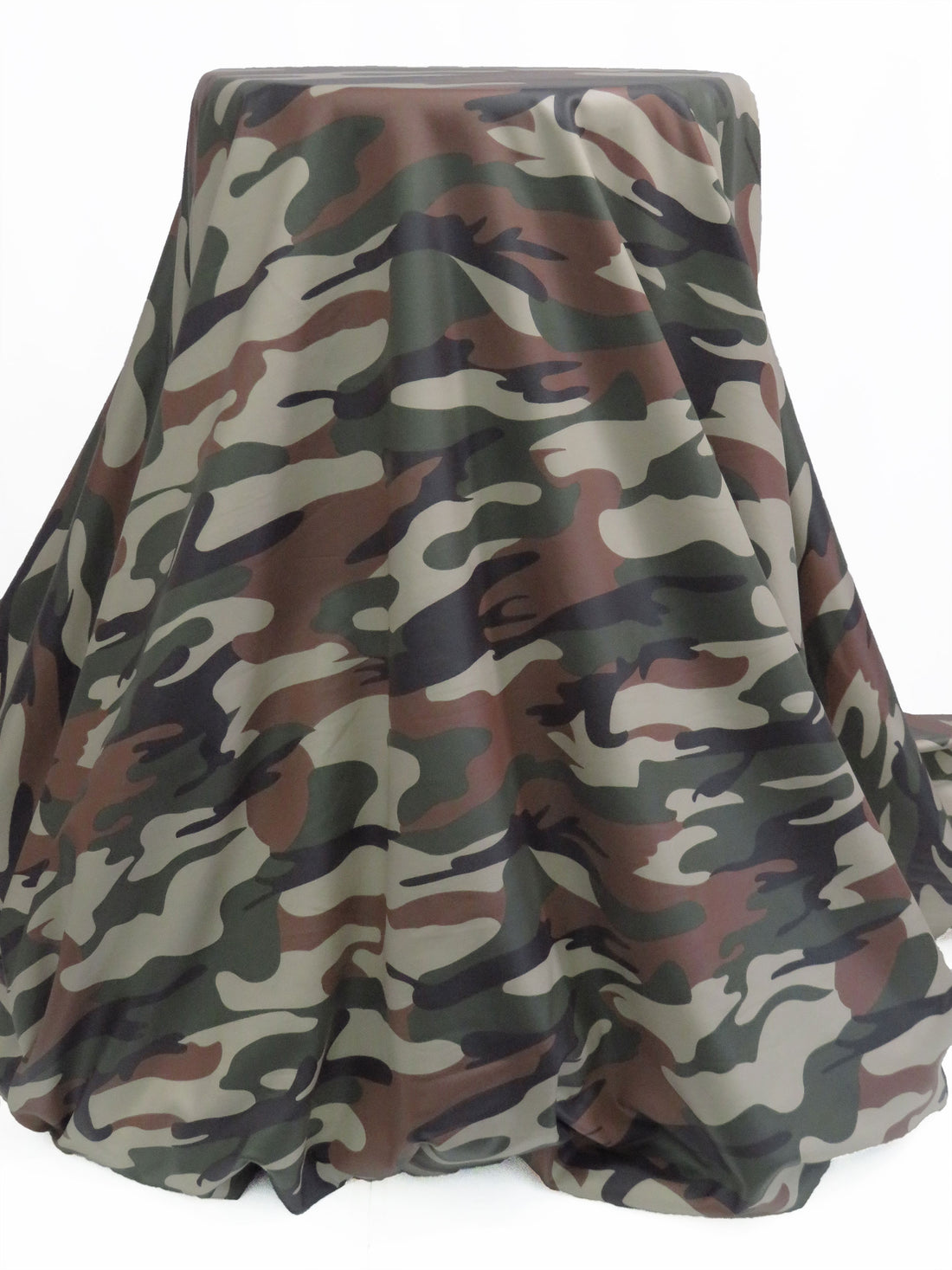 Desert Sand/Chocolate Brown/Black/Hunter Green Polyester/Lycra Camouflage Print Laminated DTY Knit 58W