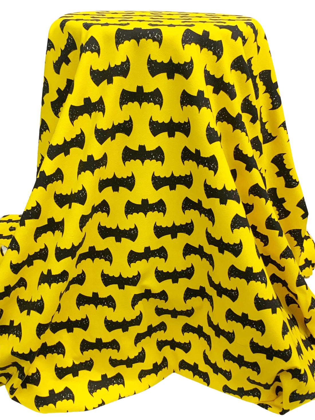Yellow/Black Cotton/Lycra Bat Symbol Print Jersey Knit 60W