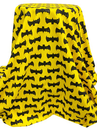 Yellow/Black Cotton/Lycra Bat Symbol Print Jersey Knit 60W