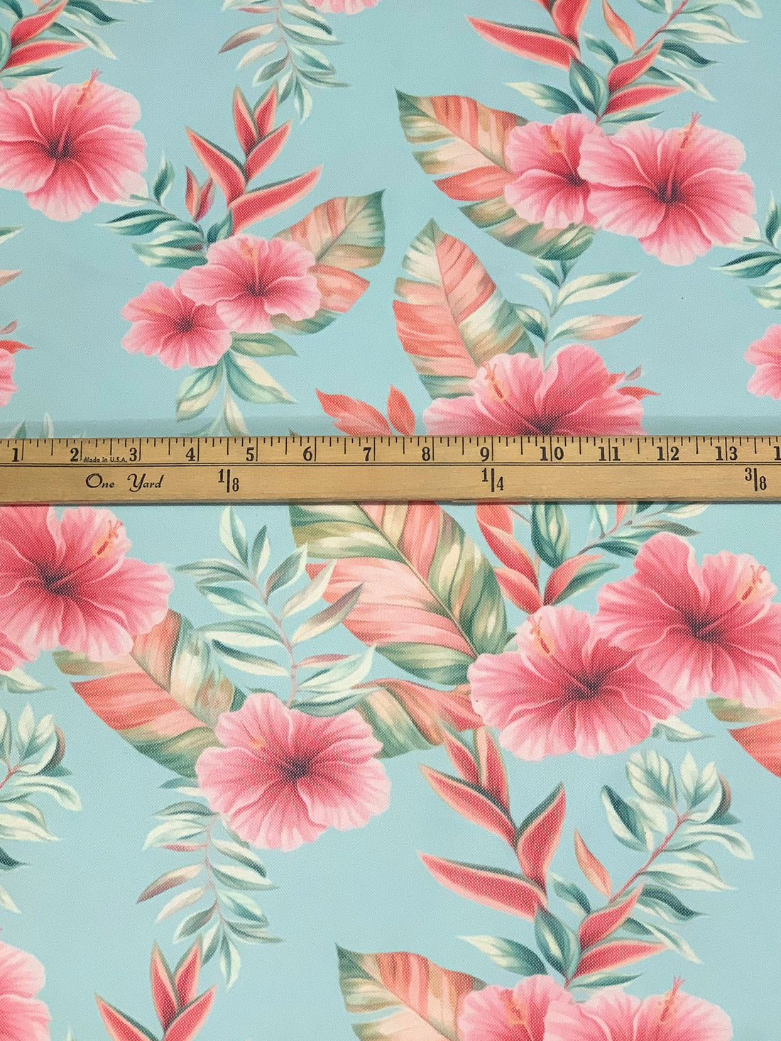 Coral Pink/Crystal Blue/Multi Nylon/Lycra Floral Print Mesh Knit 56W
